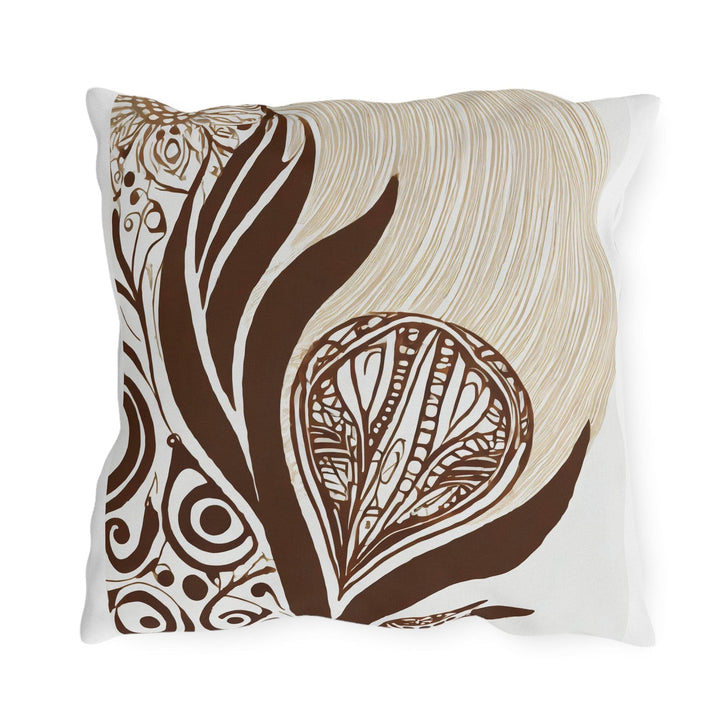 Decorative Indoor/outdoor Throw Pillow - Brown Floral Lines - Decorative/Throw