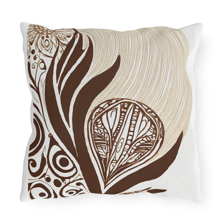 Decorative Indoor/outdoor Throw Pillow - Brown Floral Lines - Decorative/Throw