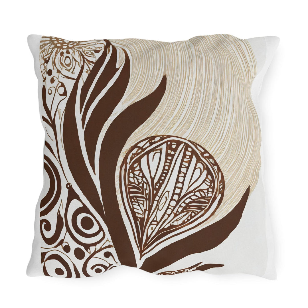 Decorative Indoor/outdoor Throw Pillow - Brown Floral Lines - Decorative/Throw