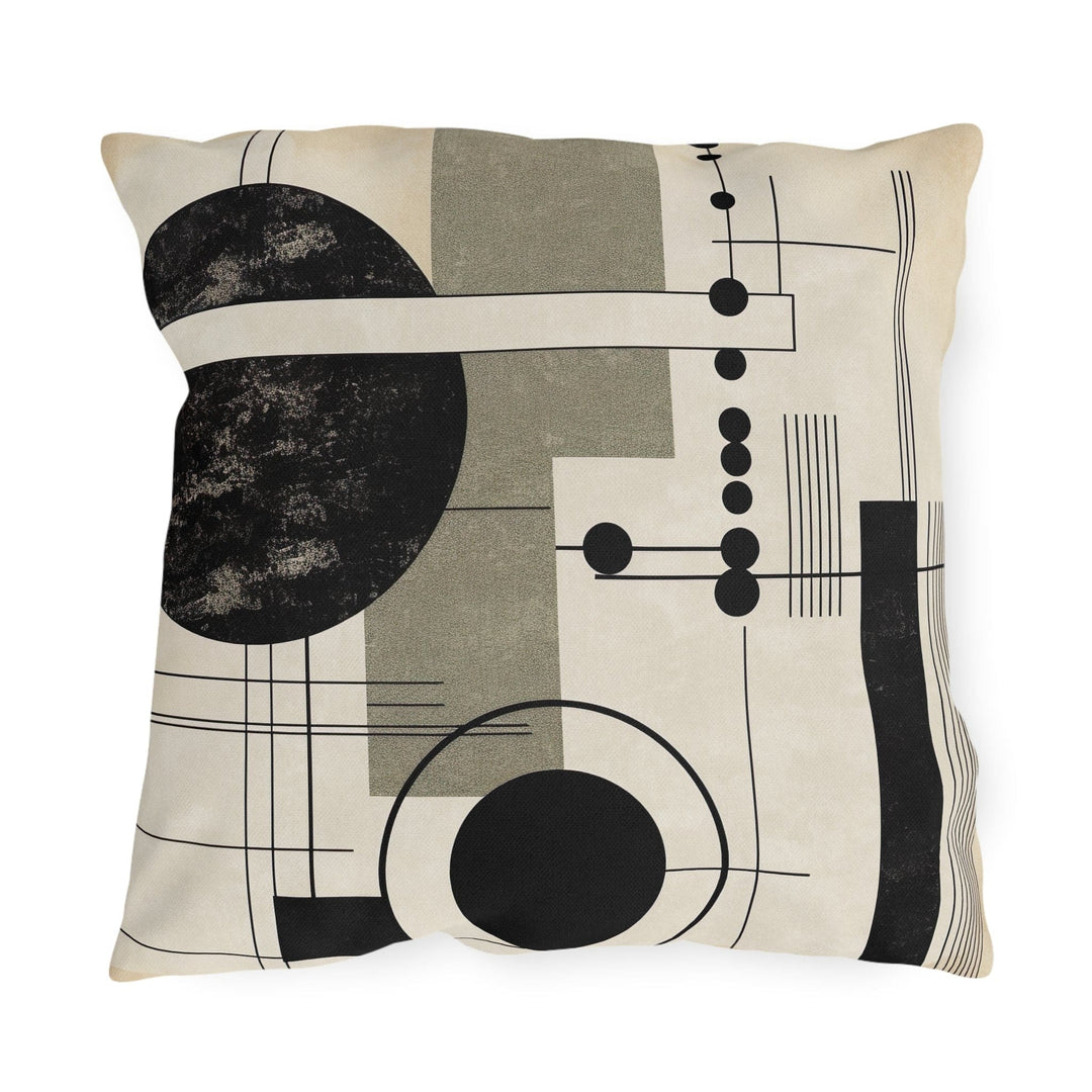 Decorative Indoor/outdoor Throw Pillow Black Beige Geometric Shapes