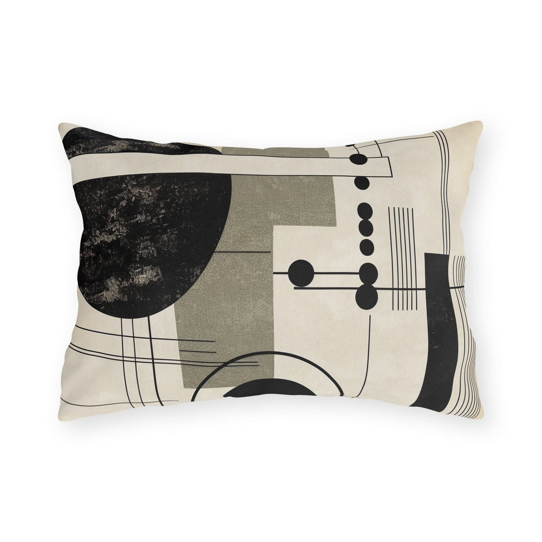 Decorative Indoor/outdoor Throw Pillow Black Beige Geometric Shapes