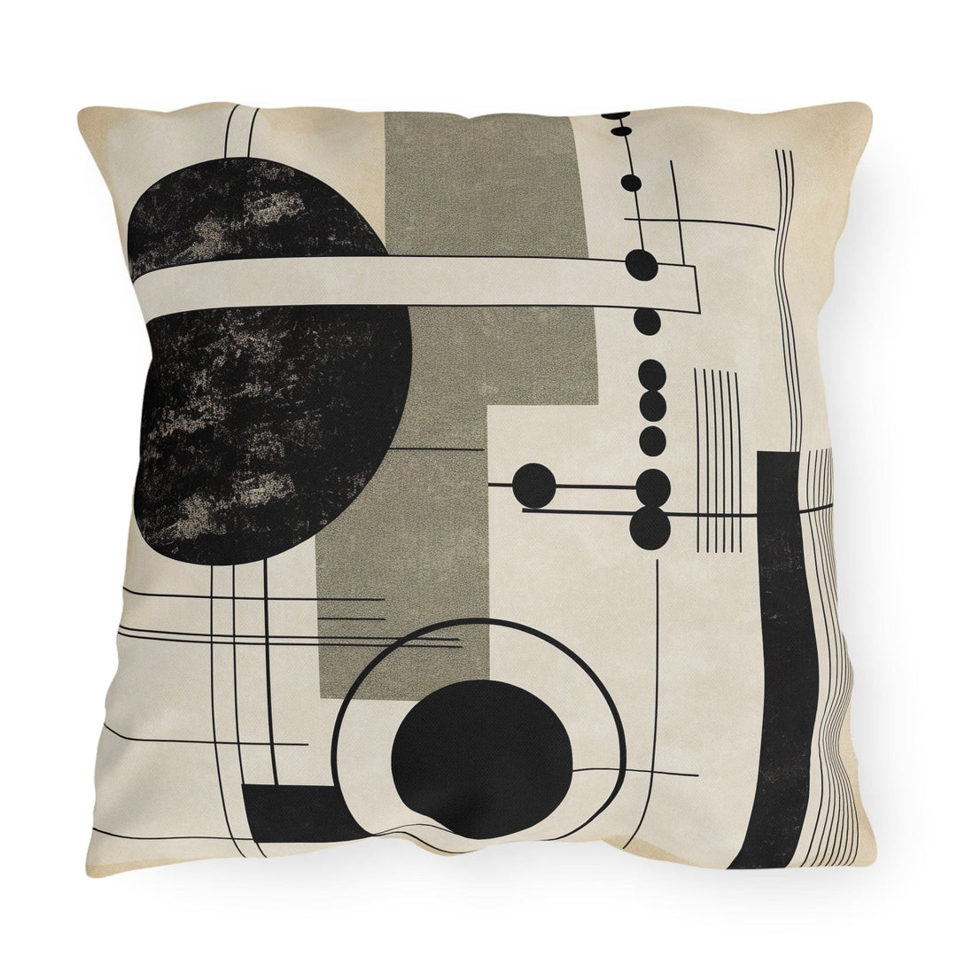 Decorative Indoor/outdoor Throw Pillow Black Beige Geometric Shapes