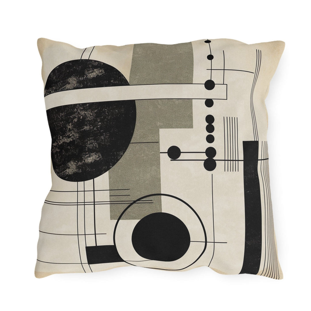 Decorative Indoor/outdoor Throw Pillow Black Beige Geometric Shapes