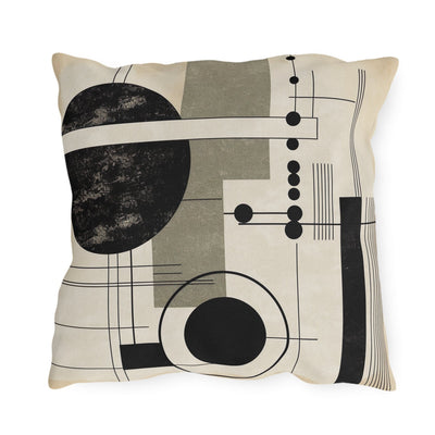 Indoor/outdoor Throw Pillow Abstract Black Beige Brown Geometric Shapes - Home