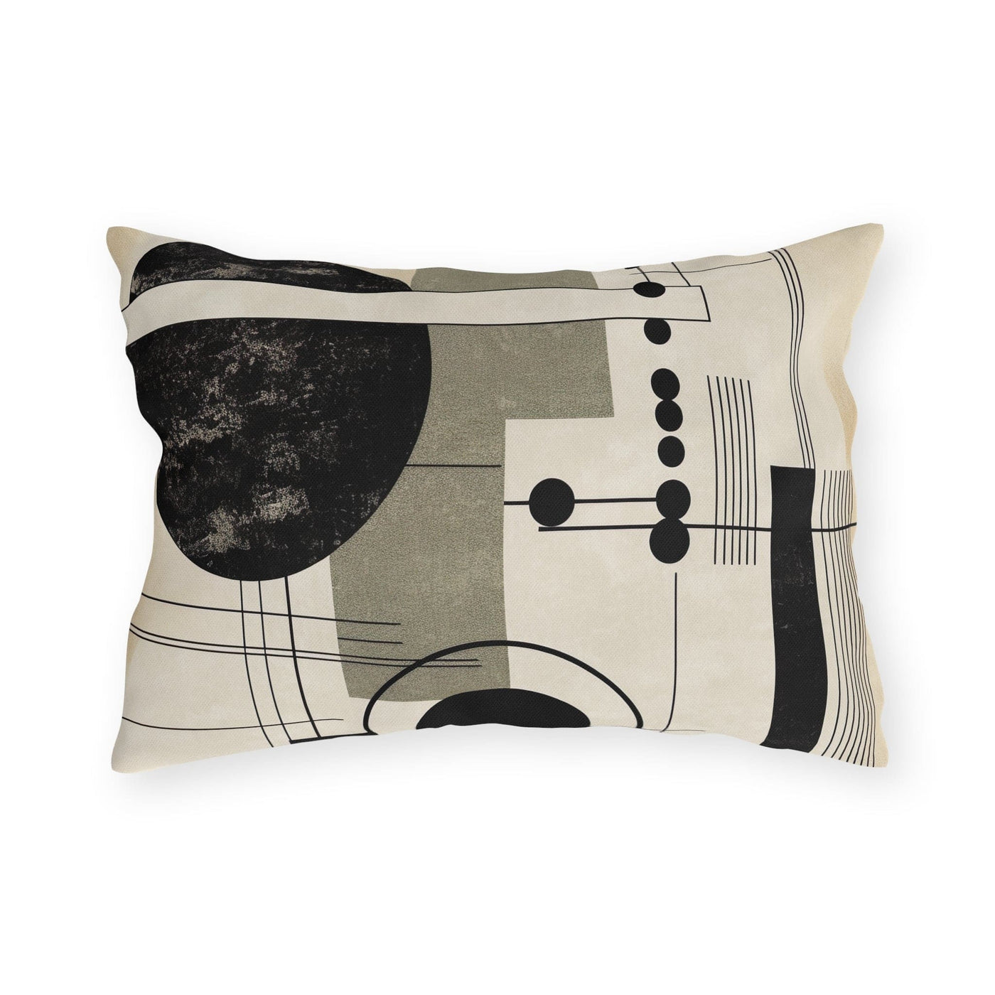 Indoor/outdoor Throw Pillow Abstract Black Beige Brown Geometric Shapes - Home