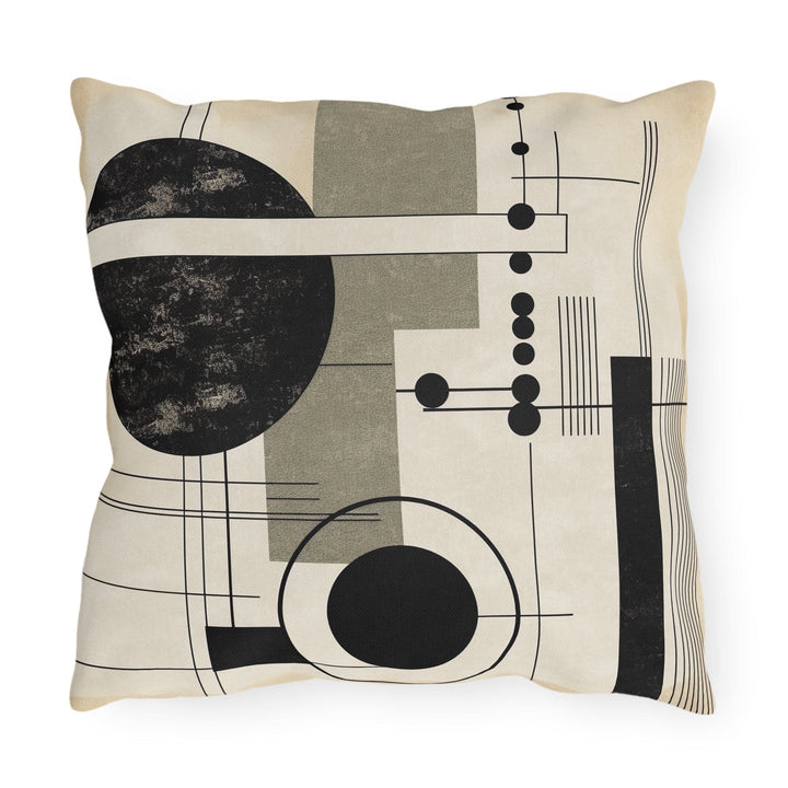 Decorative Indoor/outdoor Throw Pillow Black Beige Geometric Shapes