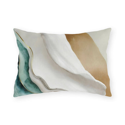 Indoor/outdoor Throw Pillow Cream White Green Marbled Print - Home Decor