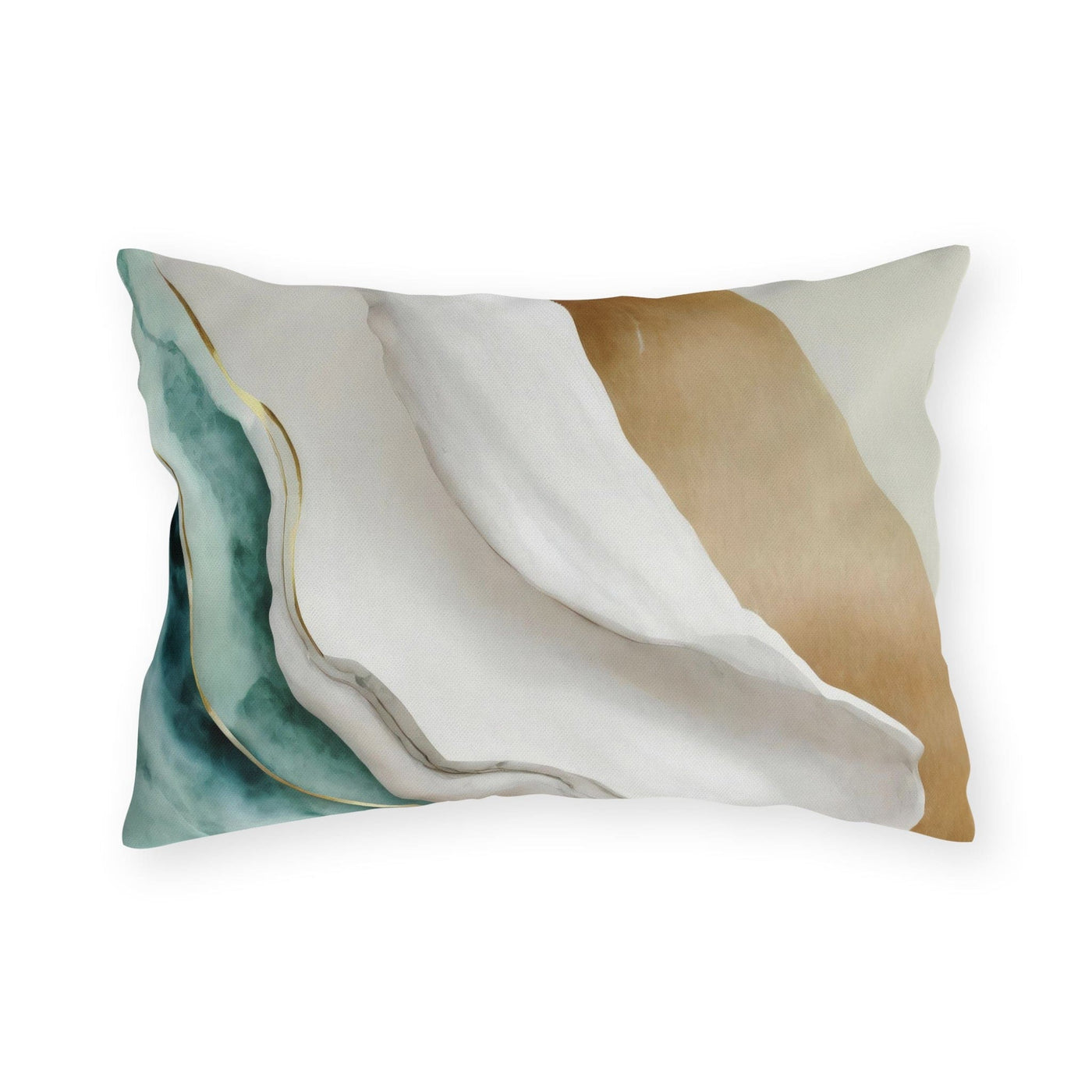 Indoor/outdoor Throw Pillow Cream White Green Marbled Print - Home Decor