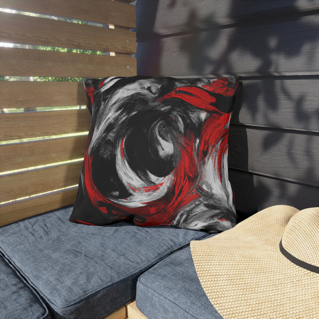 Decorative Indoor/outdoor Throw Pillow - Black Red Abstract Pattern