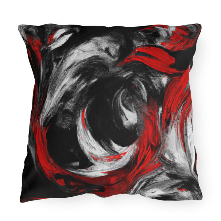 Decorative Indoor/outdoor Throw Pillow - Black Red Abstract Pattern