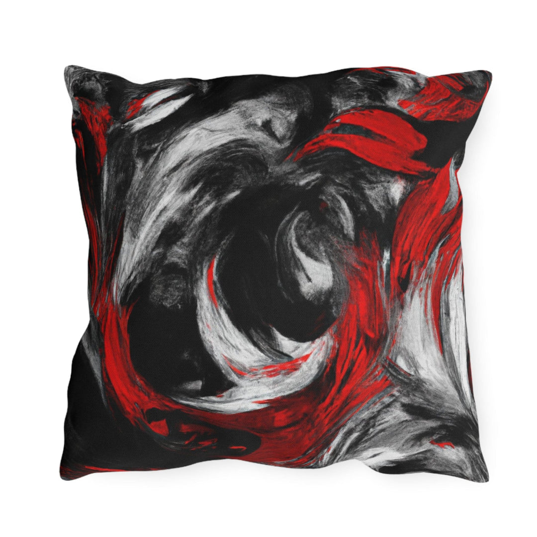 Decorative Indoor/outdoor Throw Pillow - Black Red Abstract Pattern