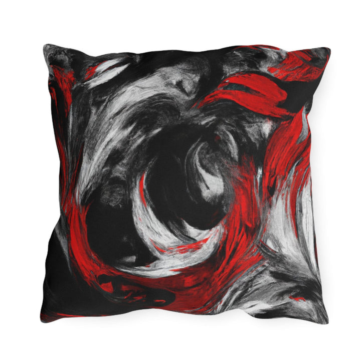 Decorative Indoor/outdoor Throw Pillow - Black Red Abstract Pattern
