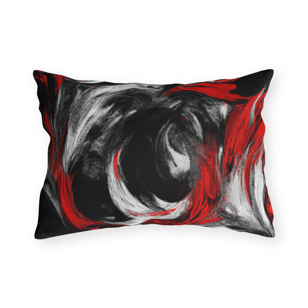 Decorative Indoor/outdoor Throw Pillow - Black Red Abstract Pattern