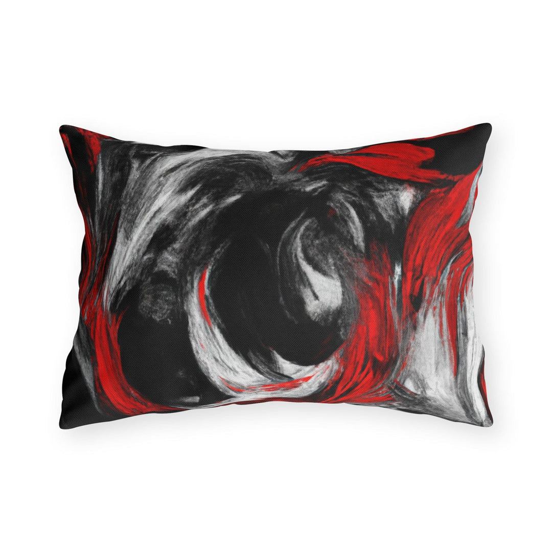Decorative Indoor/outdoor Throw Pillow - Black Red Abstract Pattern