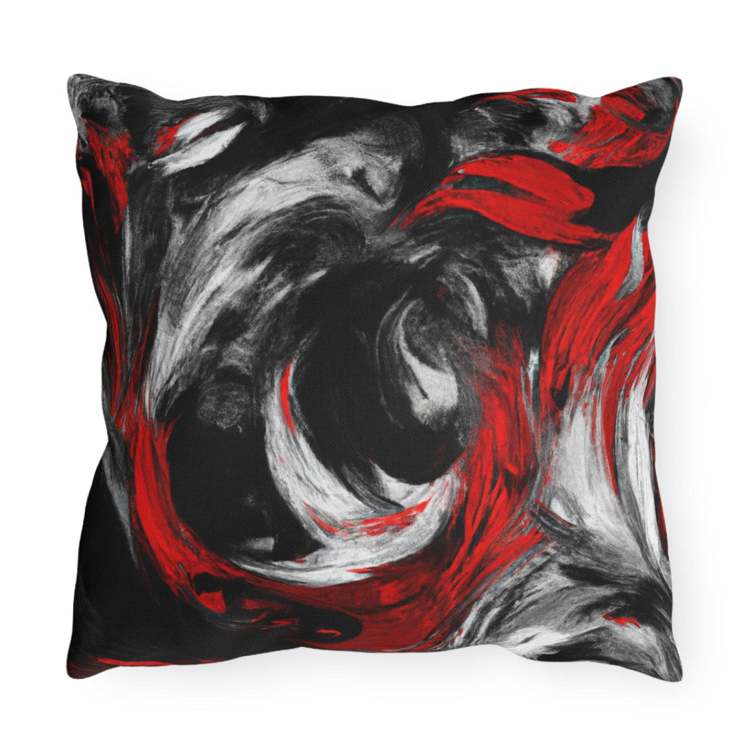 Decorative Indoor/outdoor Throw Pillow - Black Red Abstract Pattern