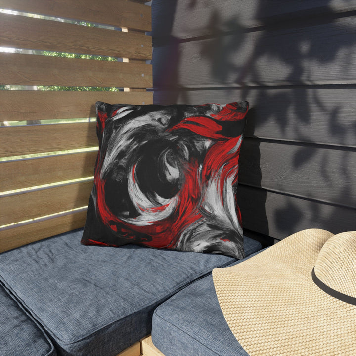 Decorative Indoor/outdoor Throw Pillow - Black Red Abstract Pattern