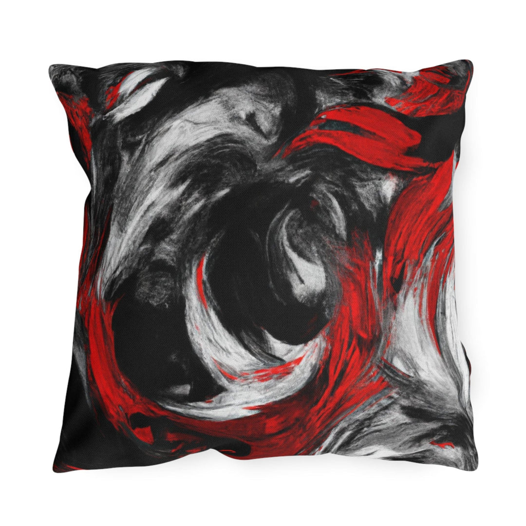 Decorative Indoor/outdoor Throw Pillow - Black Red Abstract Pattern