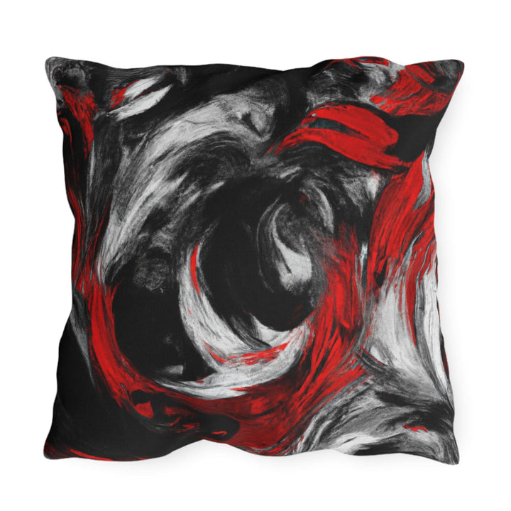 Decorative Indoor/outdoor Throw Pillow - Black Red Abstract Pattern