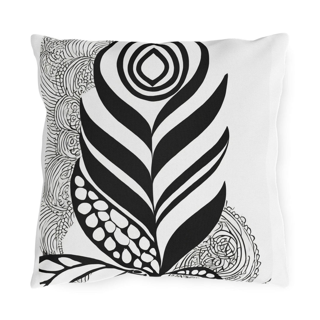 Decorative Indoor/outdoor Throw Pillow Black White Floral Lines - Decorative