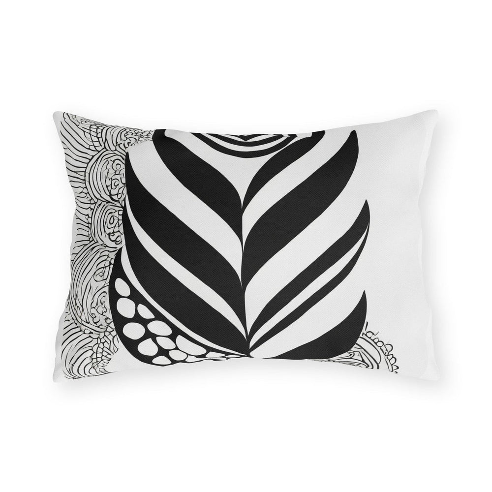 Decorative Indoor/outdoor Throw Pillow Black White Floral Lines - Decorative