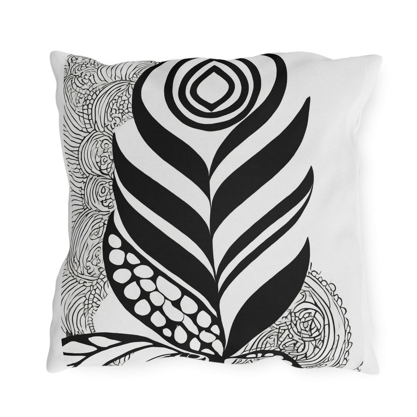 Indoor/outdoor Throw Pillow Floral Black Line Art Print 60110 - Home Decor