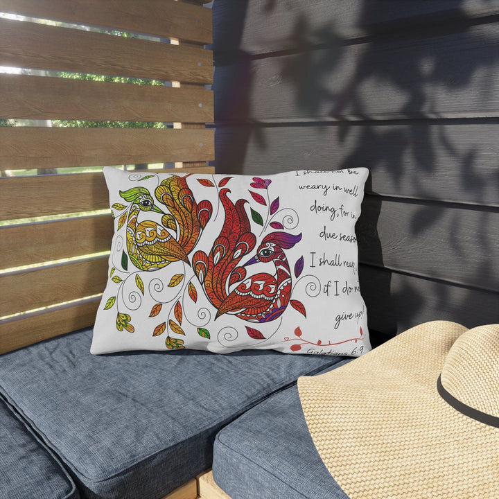 Decorative Indoor/outdoor Throw Pillow - i Shall not be Weary in Well Doing