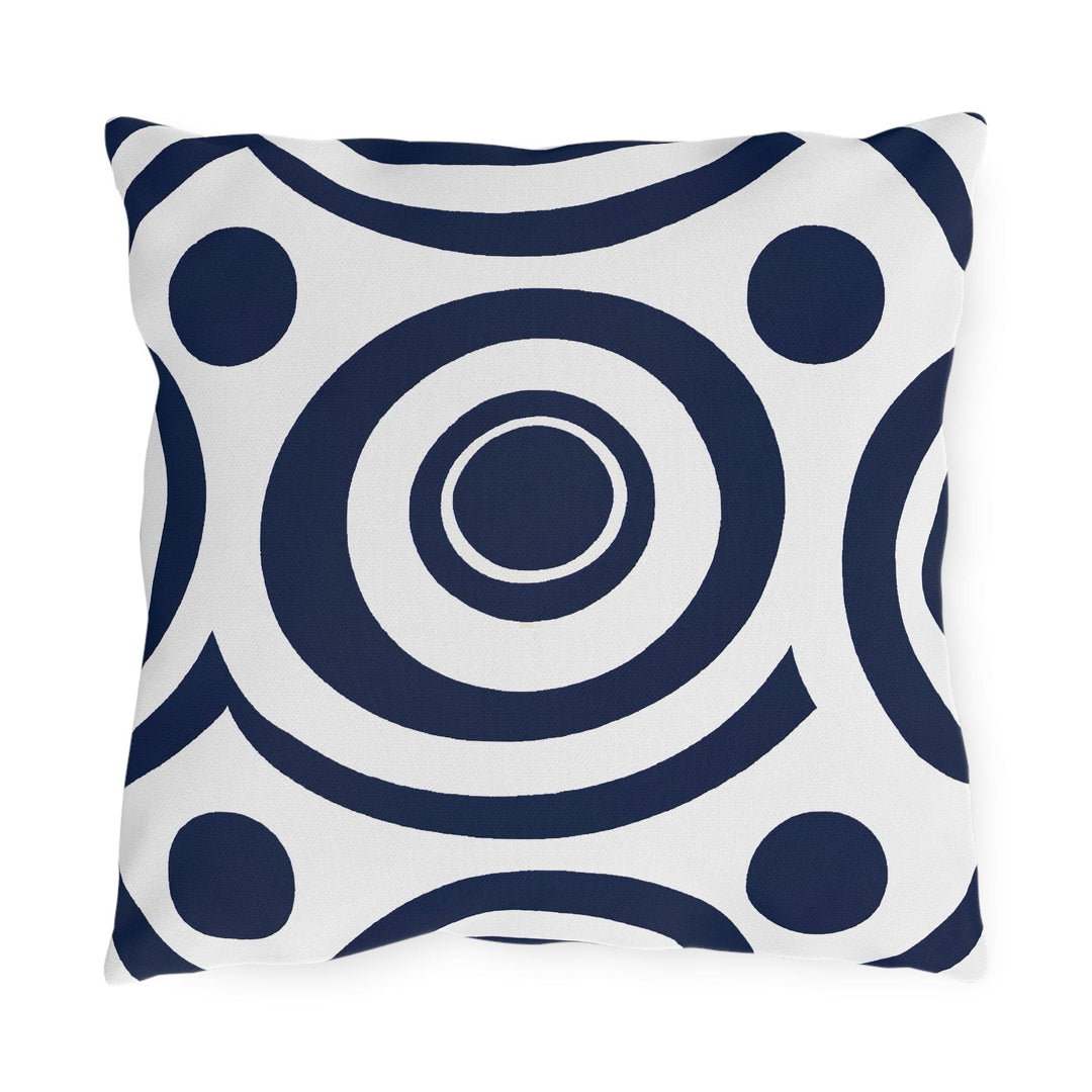 Decorative Indoor/outdoor Throw Pillow Navy Blue and White Circular Pattern