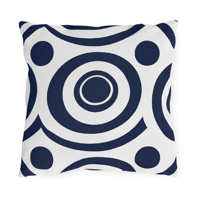 Indoor/outdoor Throw Pillow Navy Blue And White Circular Pattern - Home Decor