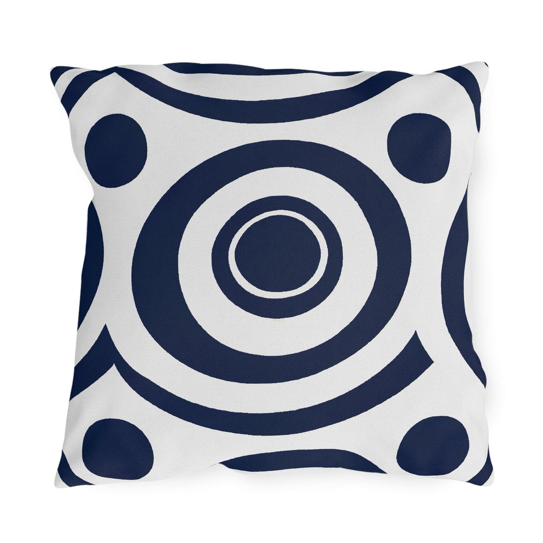 Decorative Indoor/outdoor Throw Pillow Navy Blue and White Circular Pattern