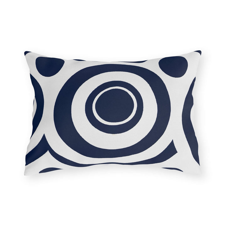 Decorative Indoor/outdoor Throw Pillow Navy Blue and White Circular Pattern