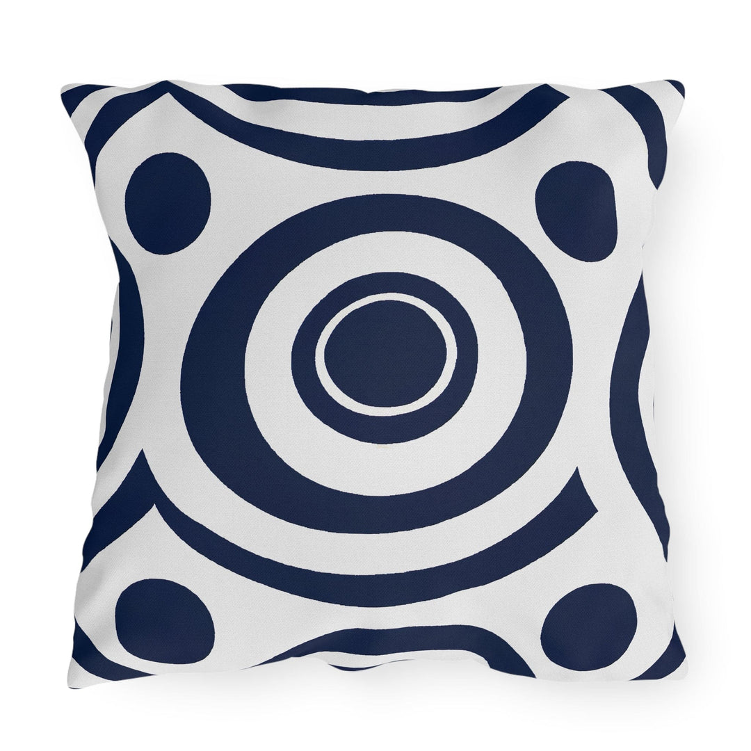 Decorative Indoor/outdoor Throw Pillow Navy Blue and White Circular Pattern