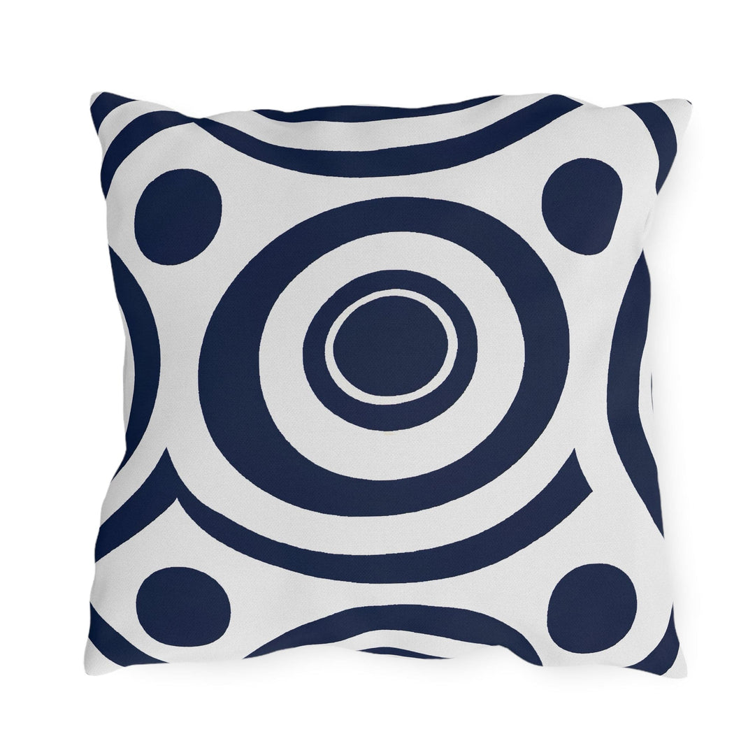 Decorative Indoor/outdoor Throw Pillow Navy Blue and White Circular Pattern