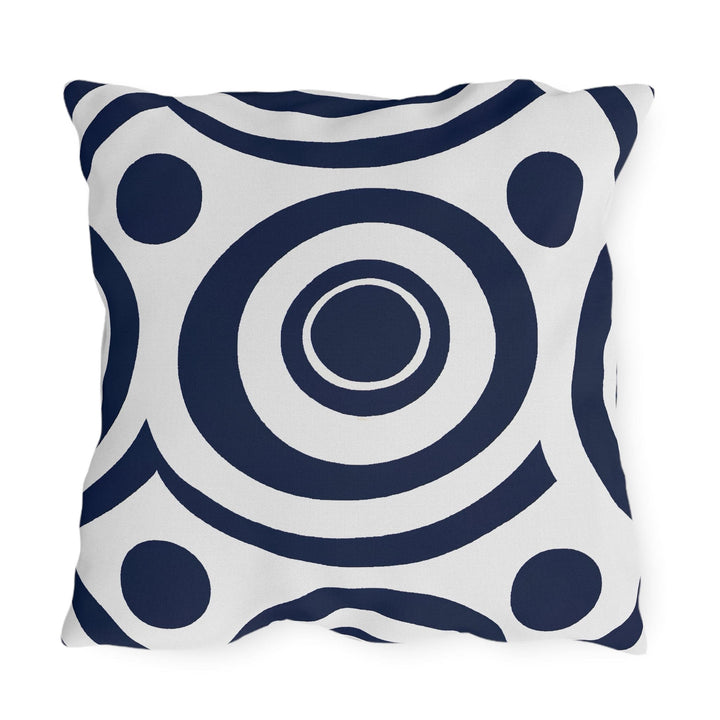 Decorative Indoor/outdoor Throw Pillow Navy Blue and White Circular Pattern