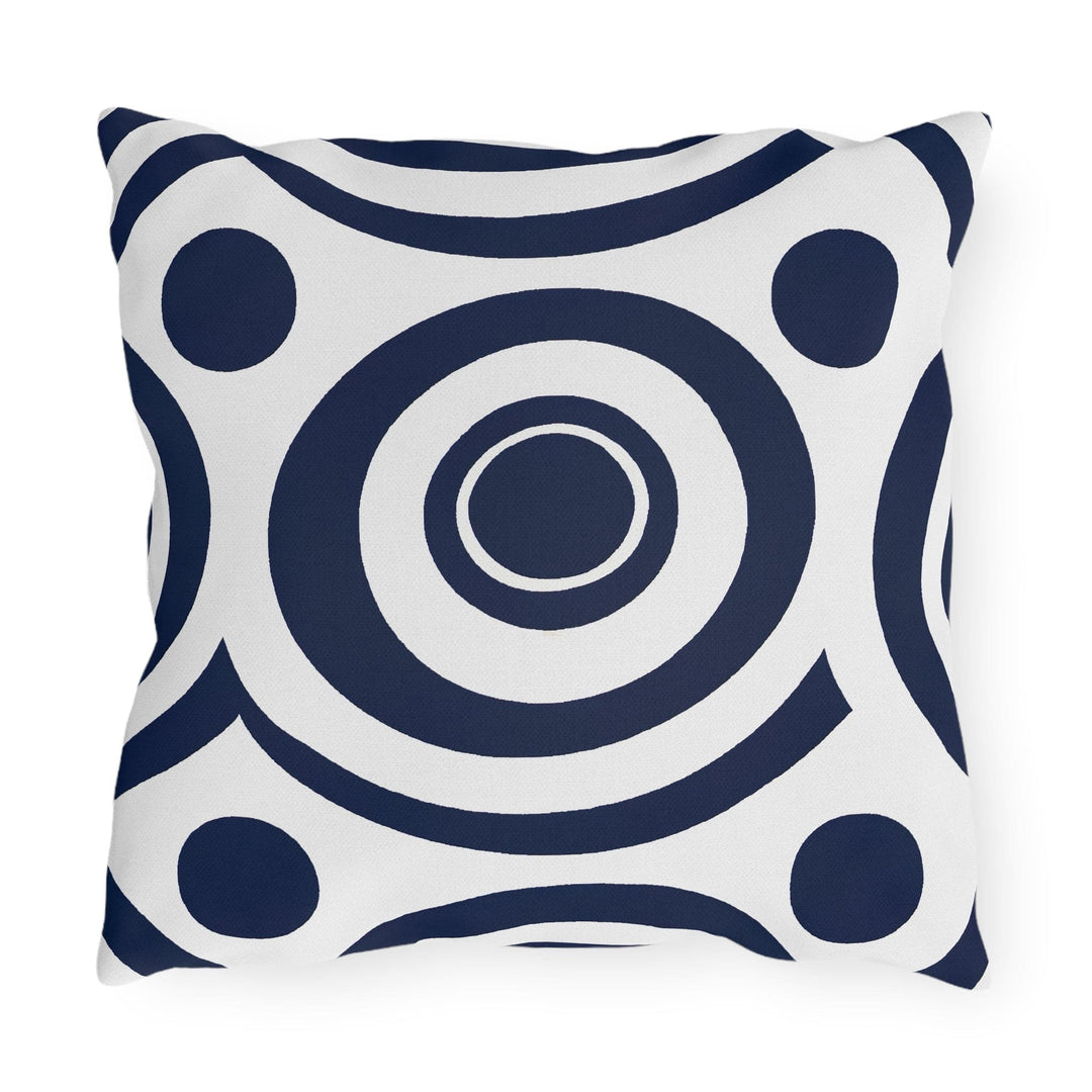 Decorative Indoor/outdoor Throw Pillow Navy Blue and White Circular Pattern