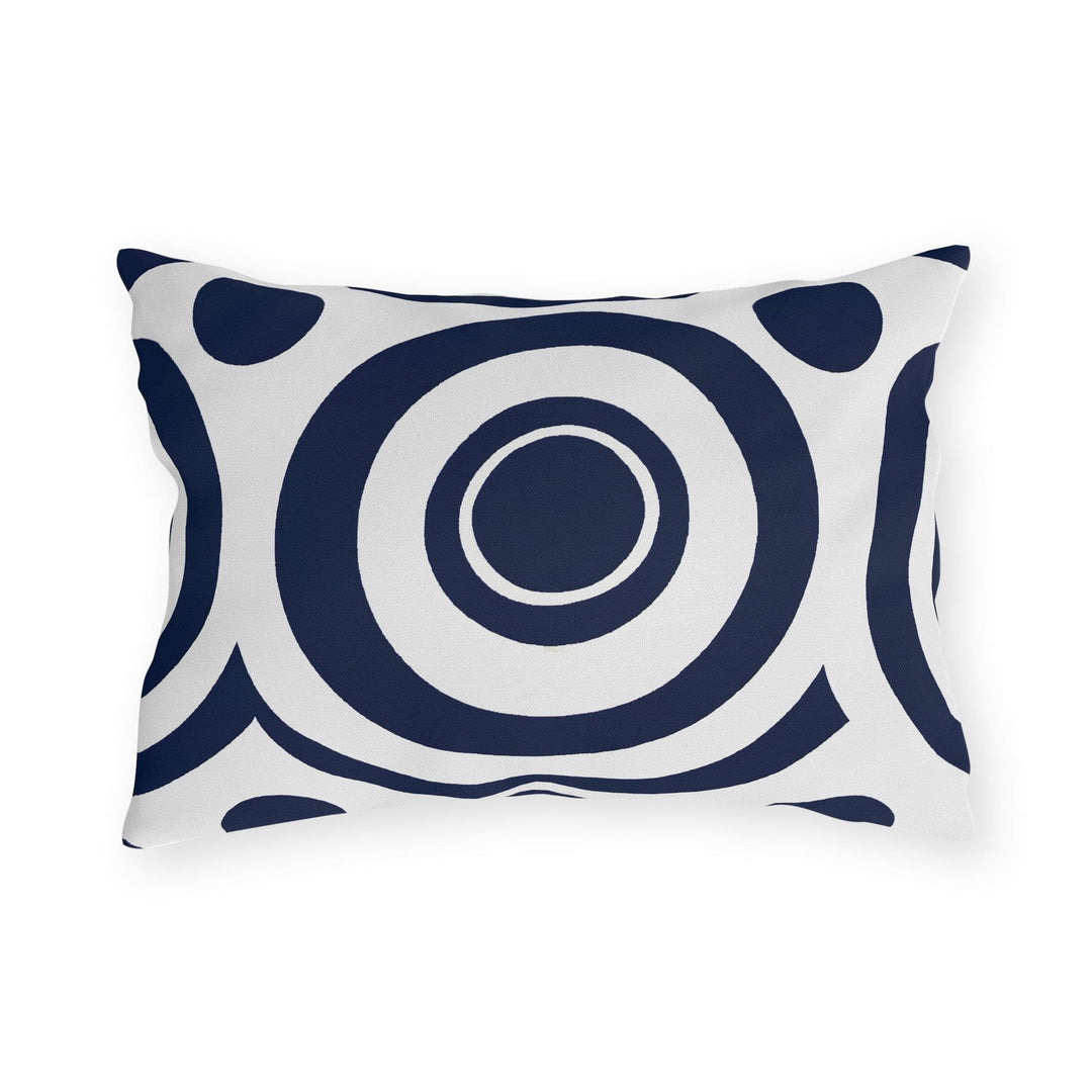 Decorative Indoor/outdoor Throw Pillow Navy Blue and White Circular Pattern