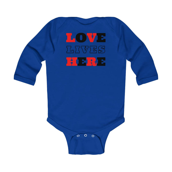 Infant Long Sleeve Bodysuit Love Lives Here Christian Inspiration - Childrens