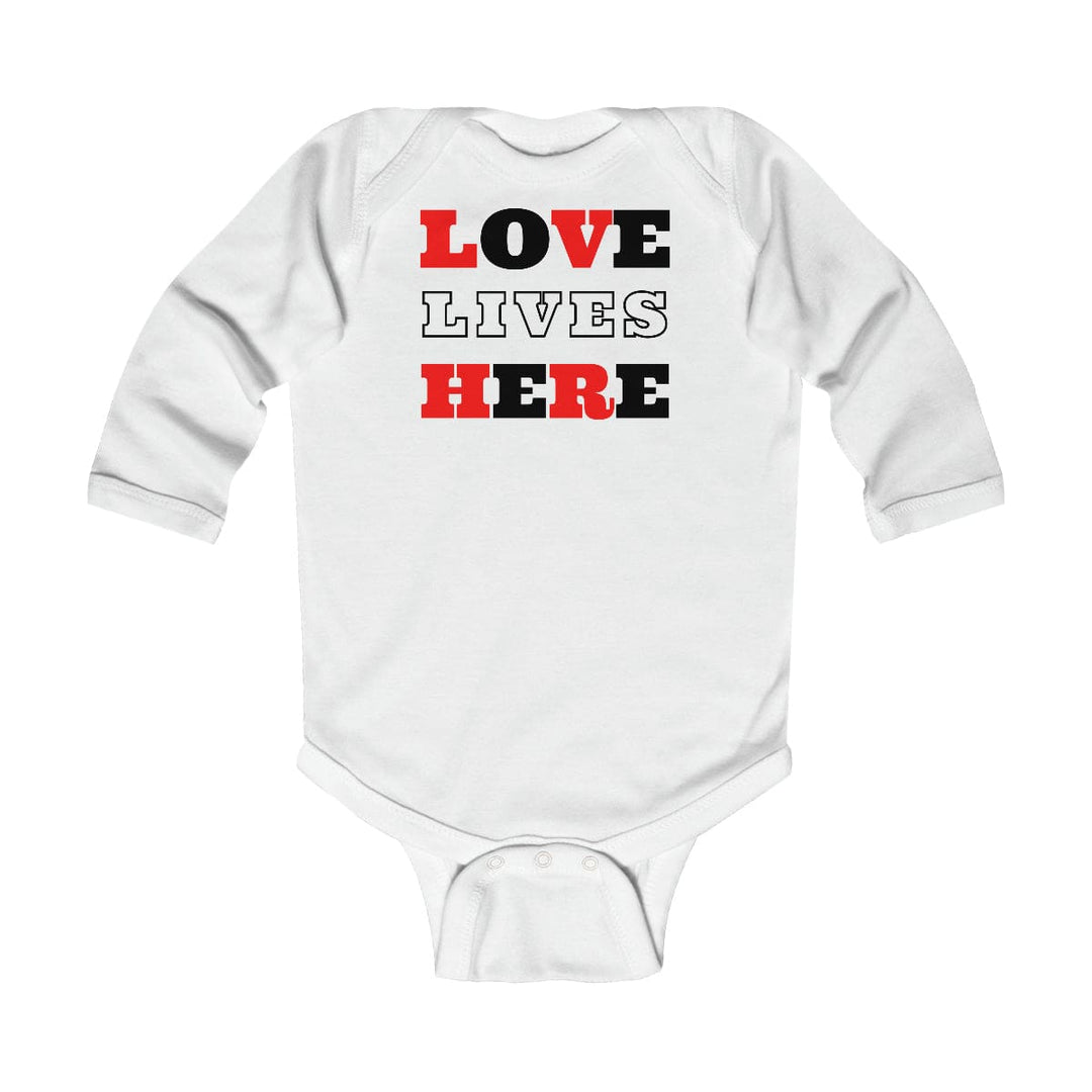 Infant Long Sleeve Bodysuit Love Lives Here Christian Inspiration - Childrens