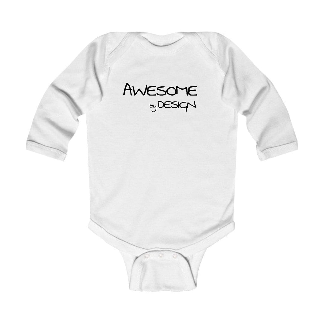 Infant Long Sleeve Graphic T-shirt Awesome by Design Black Print - Childrens