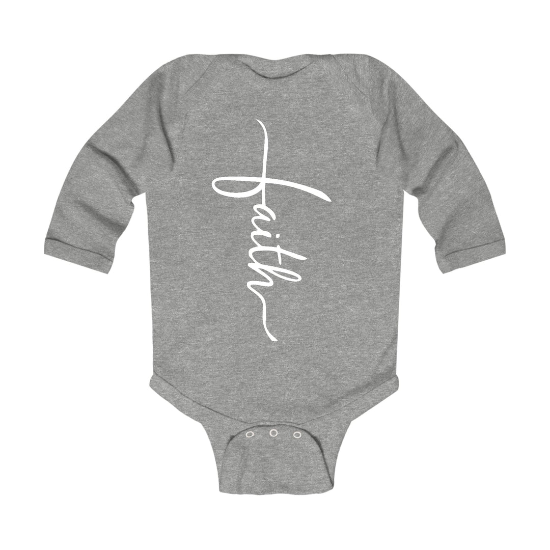 Infant Long Sleeve Graphic T-shirt Faith Script Cross Illustration - Childrens