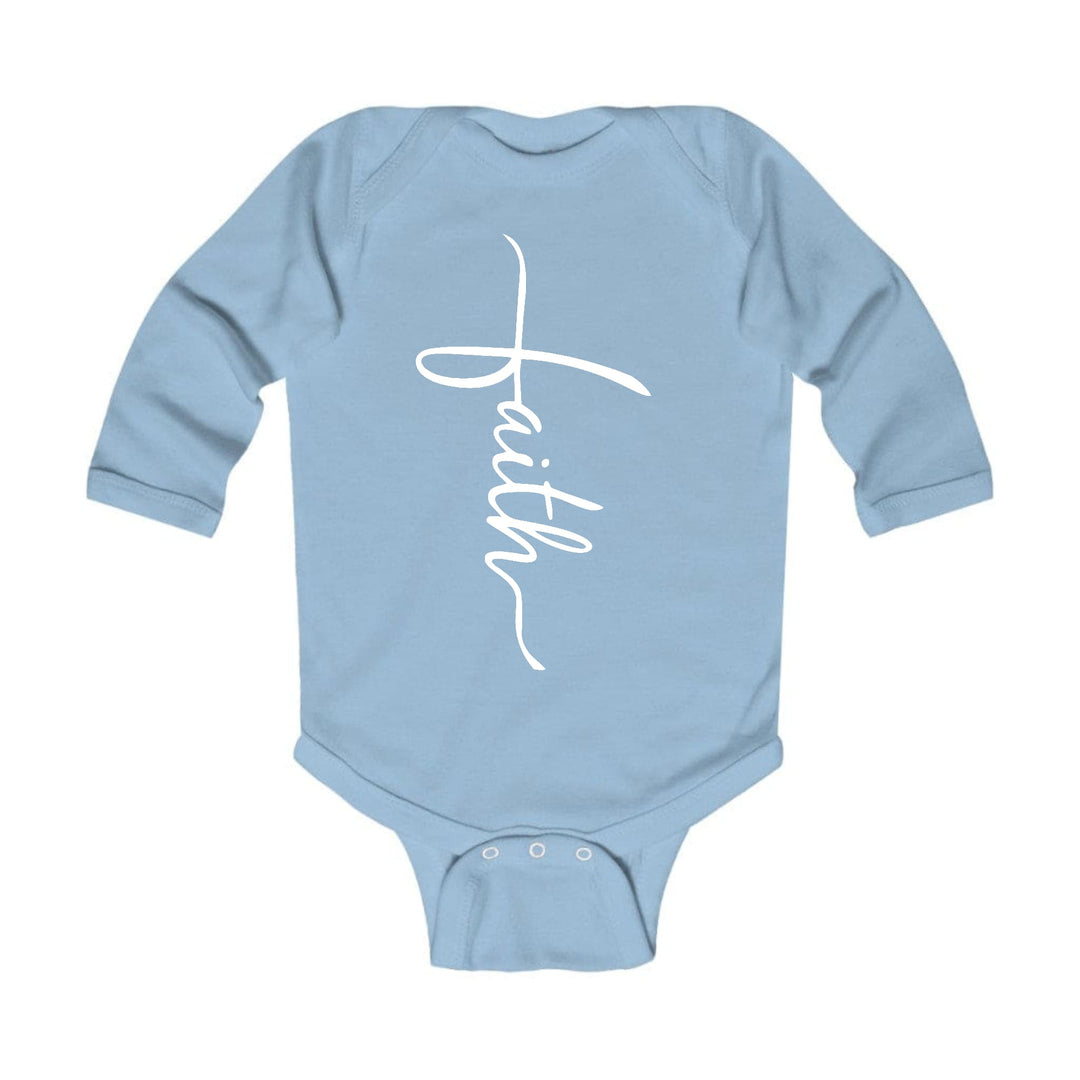 Infant Long Sleeve Graphic T-shirt Faith Script Cross Illustration - Childrens