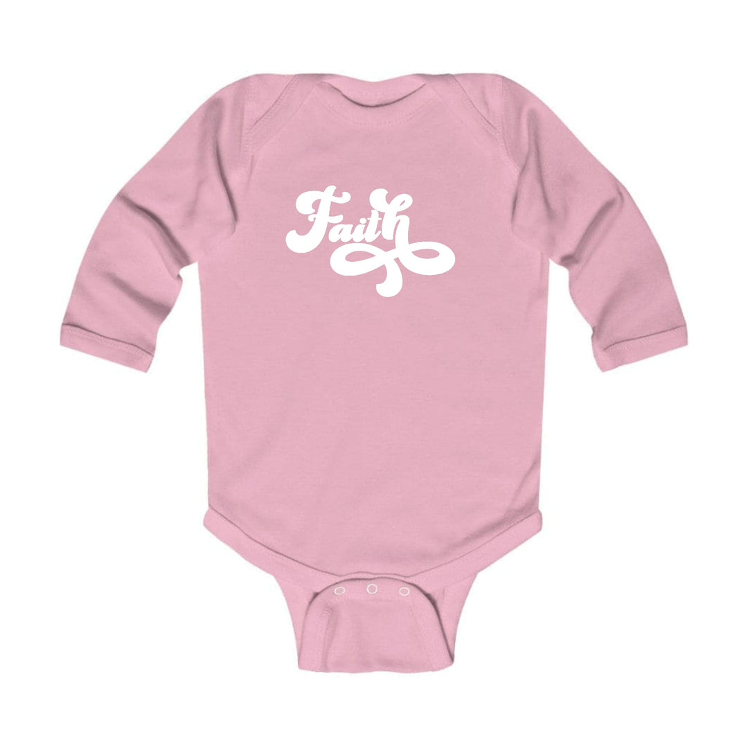 Infant Long Sleeve Graphic T-shirt Faith Script Illustration - Childrens