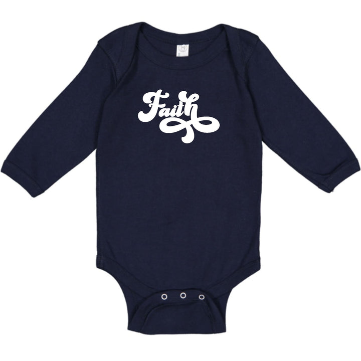 Infant Long Sleeve Graphic T-shirt Faith Script Illustration - Childrens