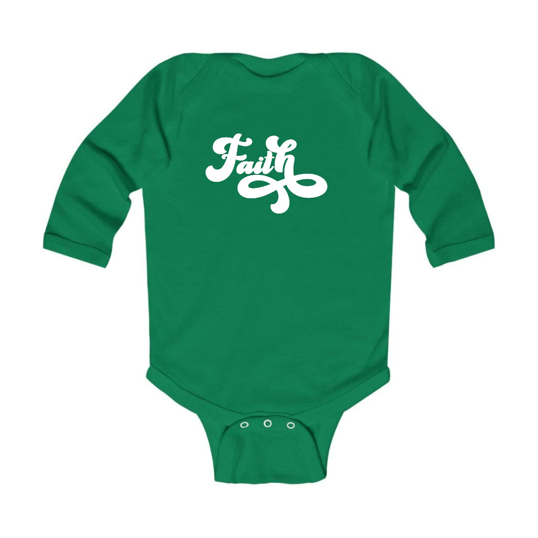 Infant Long Sleeve Graphic T-shirt Faith Script Illustration - Childrens