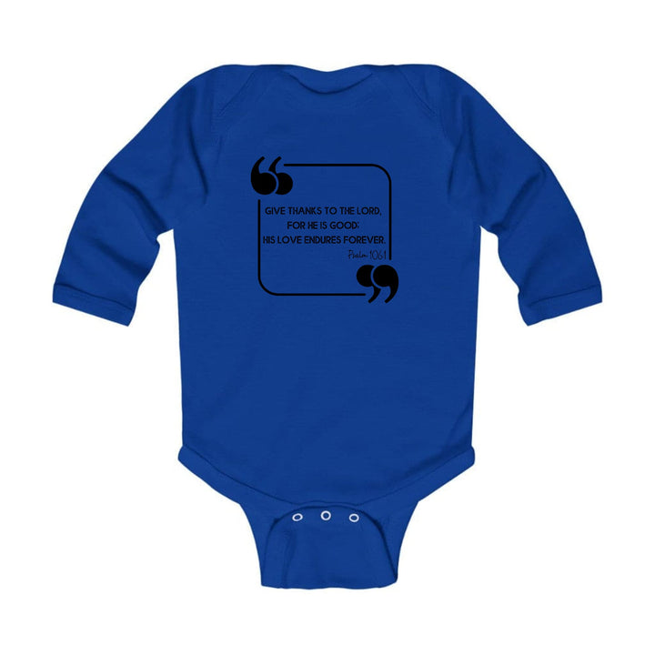 Infant Long Sleeve Graphic T-shirt Give Thanks to the Lord Black - Childrens