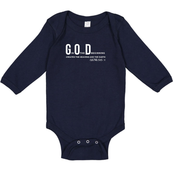 Infant Long Sleeve Graphic T-shirt - God in the Beginning Print - Childrens