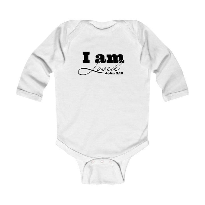 Infant Long Sleeve Graphic T-shirt i am Loved - John 3:16 Black - Childrens