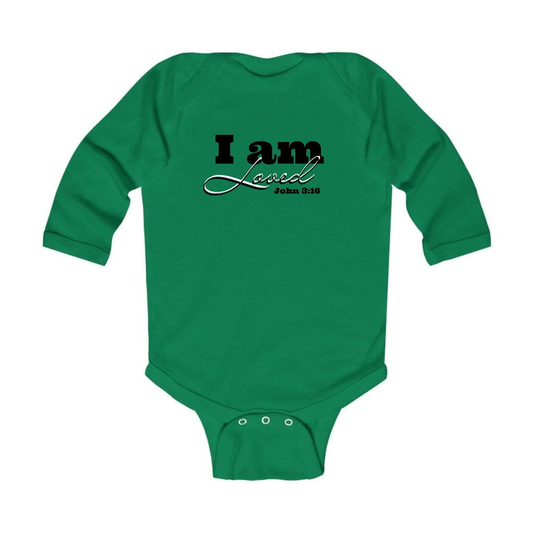 Infant Long Sleeve Graphic T-shirt i am Loved - John 3:16 Black - Childrens