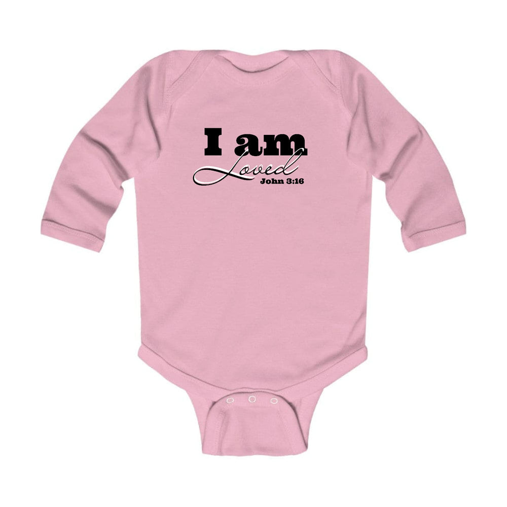 Infant Long Sleeve Graphic T-shirt i am Loved - John 3:16 Black - Childrens