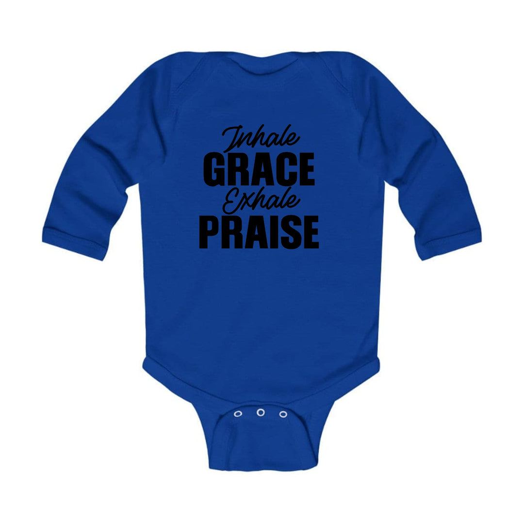 Infant Long Sleeve Graphic T-shirt Inhale Grace Exhale Praise Black - Childrens