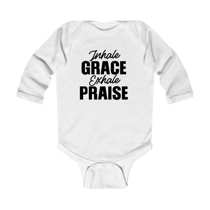 Infant Long Sleeve Graphic T-shirt Inhale Grace Exhale Praise Black - Childrens